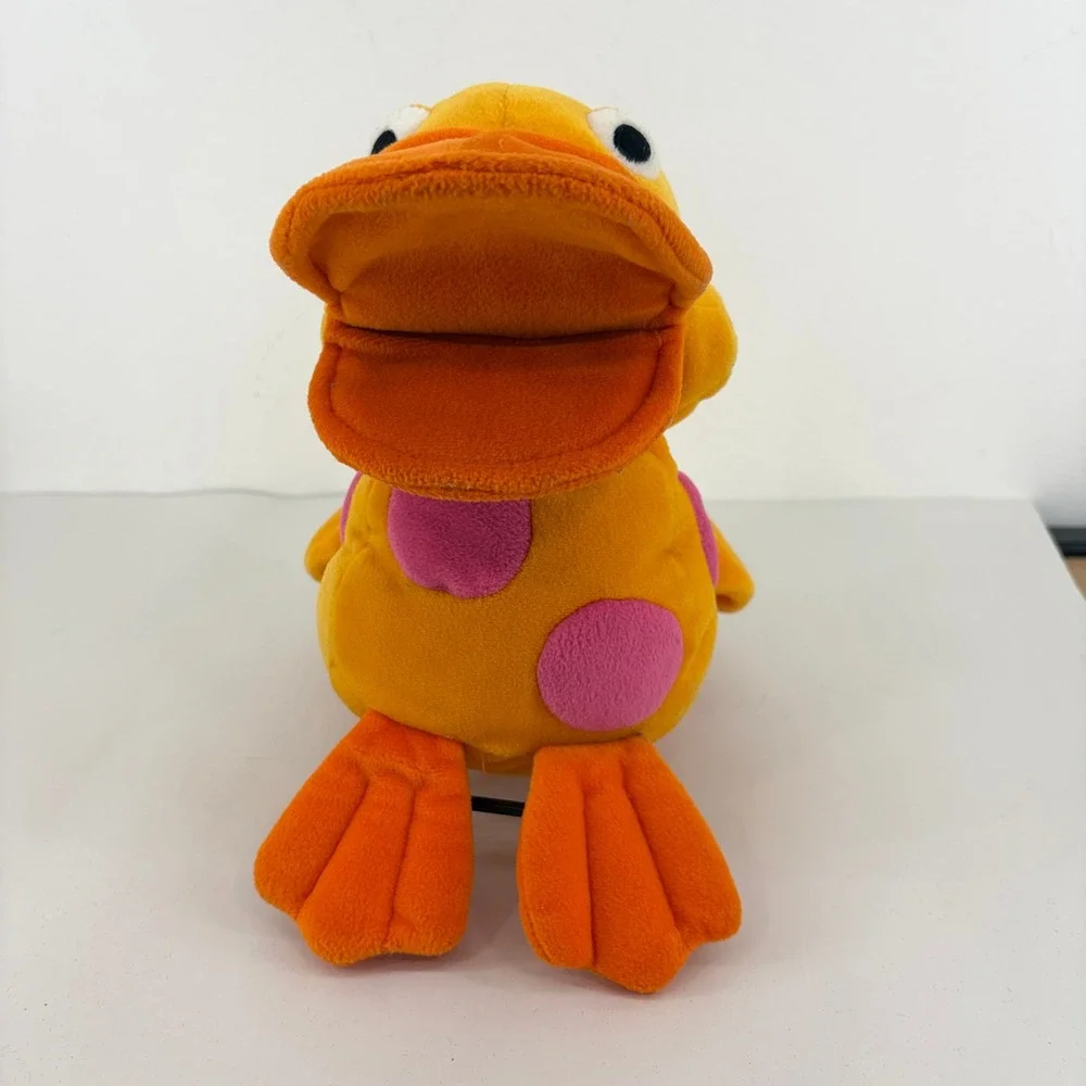 Gymboree Orange Pink Polka Dot Duck Plush Hand Puppet Vintage Toy Y2K